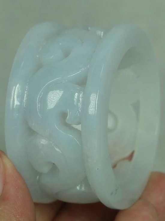 53 mm Certified Icy White 100% Natural A Jade jadeite Bangle Bracelet - Picture 5 of 9